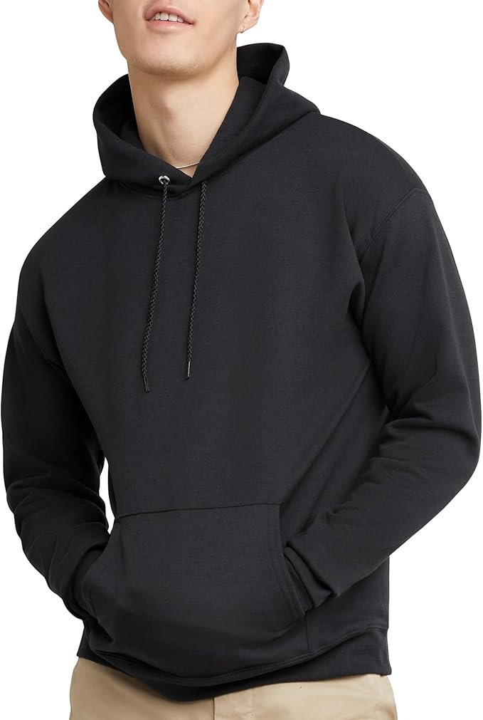 Men's Sweatshirt Cotton Blend Hoodie-Black - Image 2
