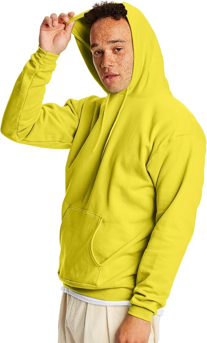 Men's Sweatshirt Cotton Blend Hoodie-Yellow - Image 2