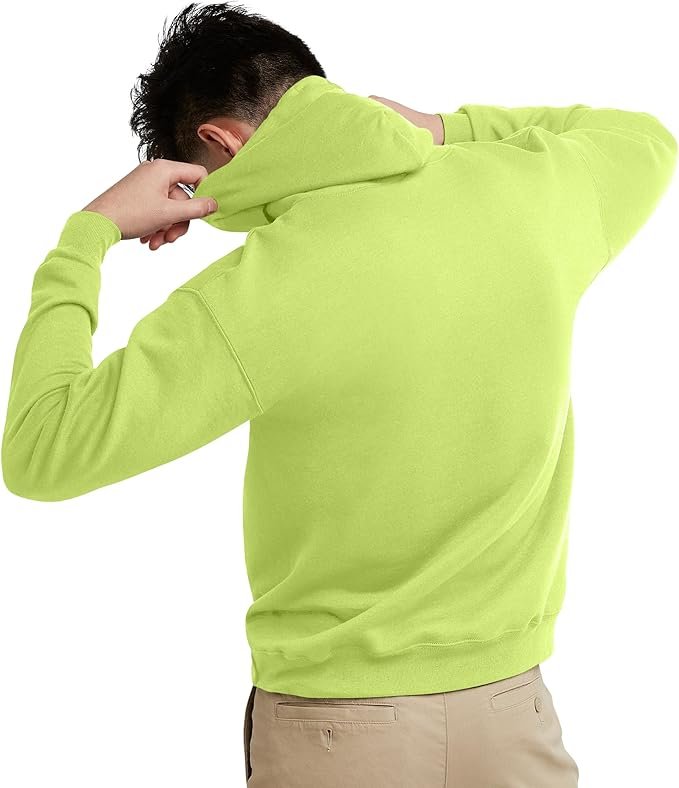 Men's Sweatshirt Cotton Blend Hoodie-Safety Green - Image 3