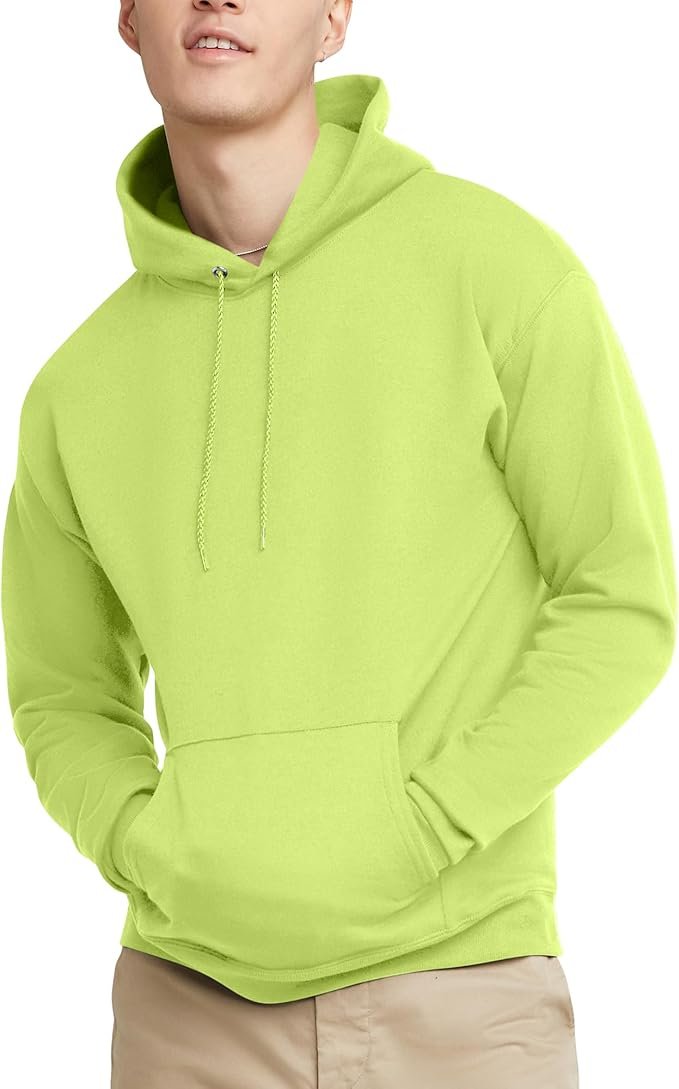 Men's Sweatshirt Cotton Blend Hoodie-Safety Green - Image 2
