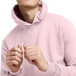 Men's Sweatshirt Cotton Blend Hoodie-Pale Pink