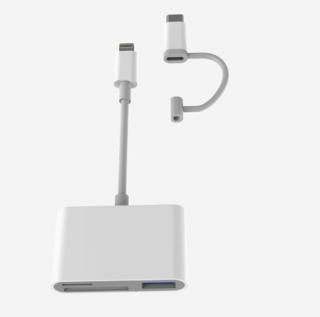 USB-C to Lightning Adapter – SD/TF/CF Card Reader for Smartphones, Tablets, and Laptops