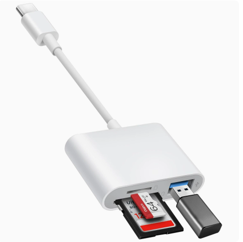 3-in-1 Lightning to SD/CF/TF Card Reader – Memory Card Adapter for iPhone/iPad, Cameras, and U-Disks