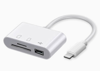 2-in-1 Lightning to SD/TF Card Reader – OTG Adapter for iPhone, iPad, and Cameras