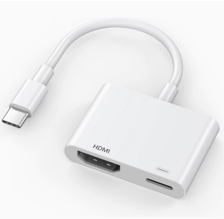 USB-C to HDMI Adapter 2-in-1 – Screen Mirroring & Display Extender for iPhone 15/16, MacBook, and Laptops