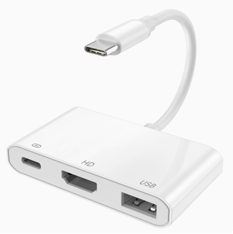 3-in-1 USB-C to HDMI + USB Adapter – 4K HDTV Video Converter for Smartphones, Laptops, and TVs