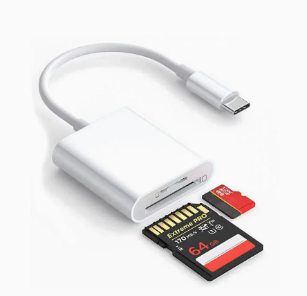 USB-C to SD/TF Card Reader Adapter – OTG Data Converter for iPhones, iPads, and Android Phones