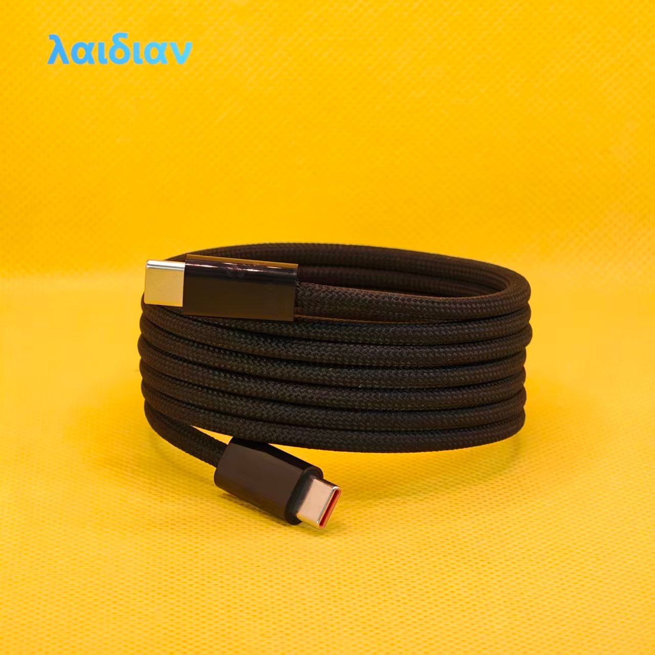1m Black Magnetic Braided USB-C to USB-C Fast Charging Cable, Magnetic Tangle-Free Storage