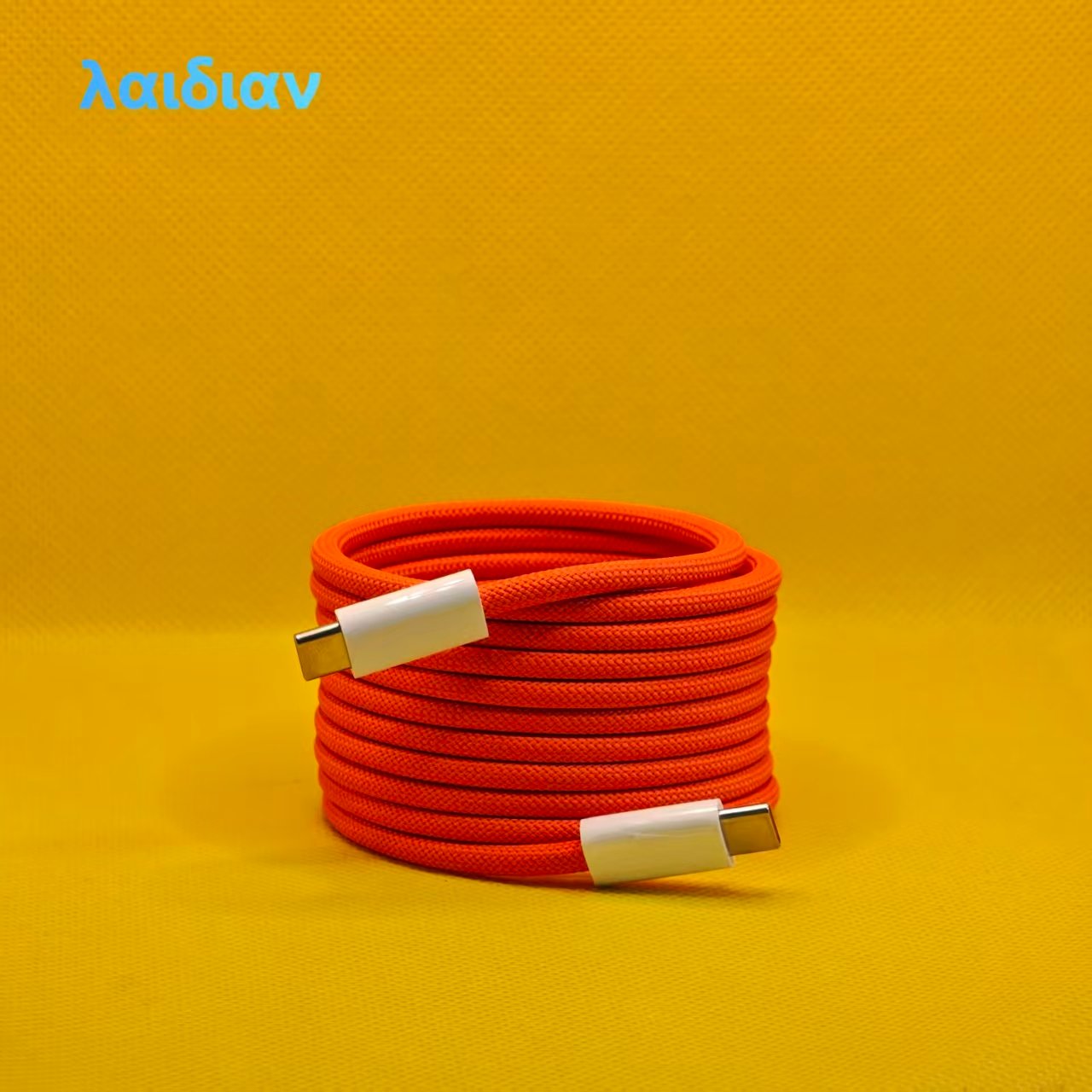 2m Orange Magnetic Braided USB‑C to USB‑C Fast Charging Cable, Magnetic Less-Tangle Storage